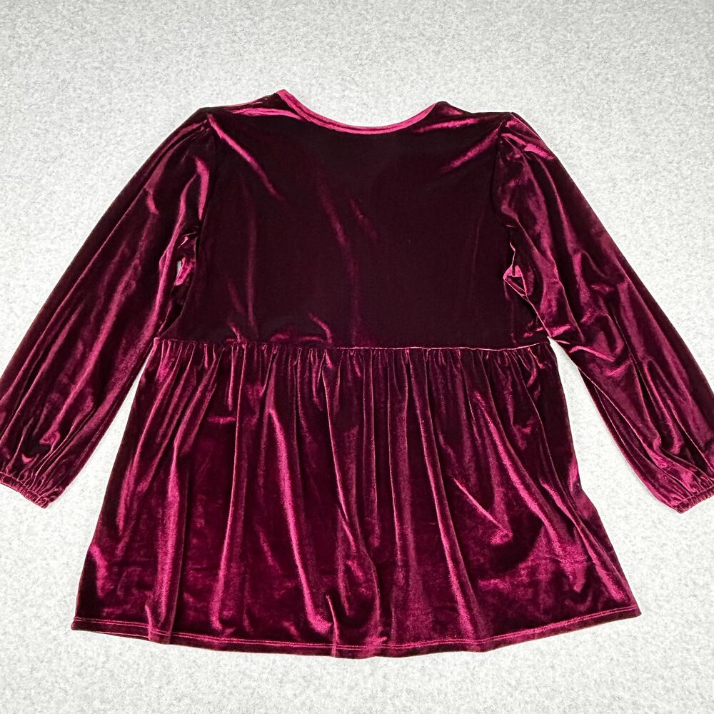 Panhandle Velvet Burgundy Top Women 1X Embroidered NEW Babydoll Fairy Whimsygoth - Picture 3 of 8
